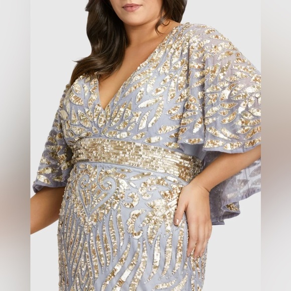 NWT Mac Duggal Embellished Cape Sleeve Cocktail Dress (Plus) Sz 16W - Picture 2 of 9